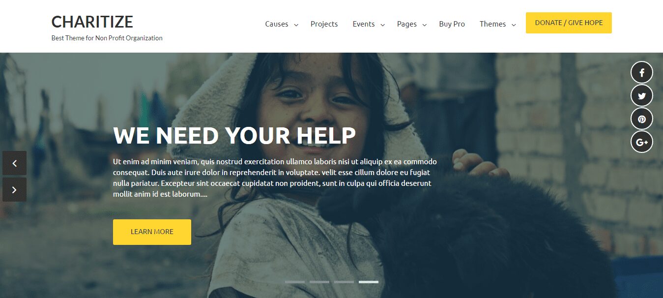 Non-Profit Organizations Theme charitize banner