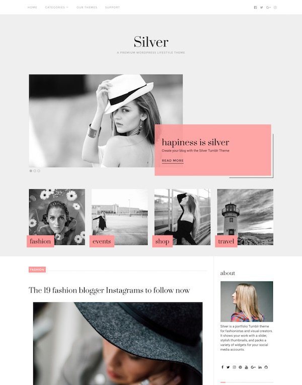 best premium blogging theme: Silver