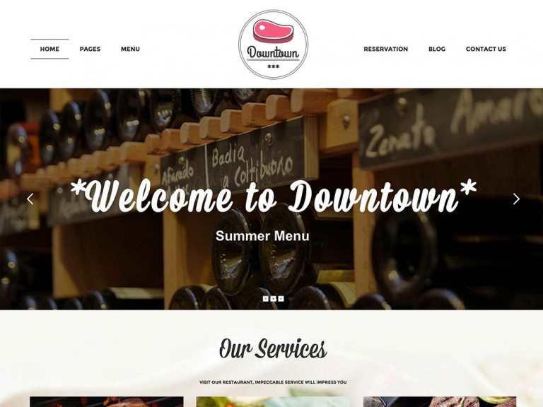 best premium wordpress restaurant themes: Downtown