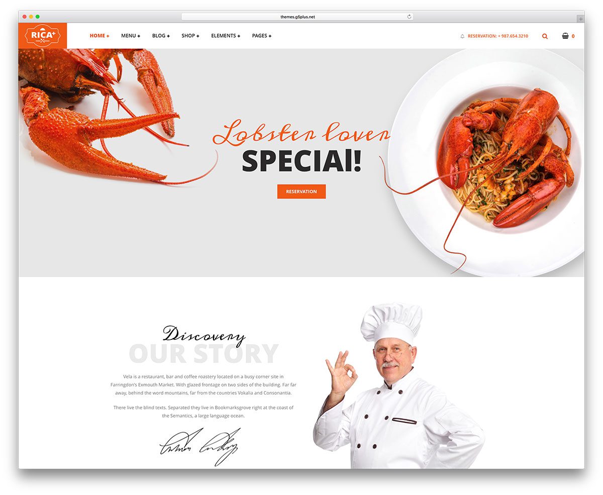 best premium wordpress restaurant themes: Rica Plus