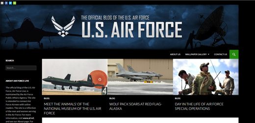 notable websites using wordpress: Air Force Live