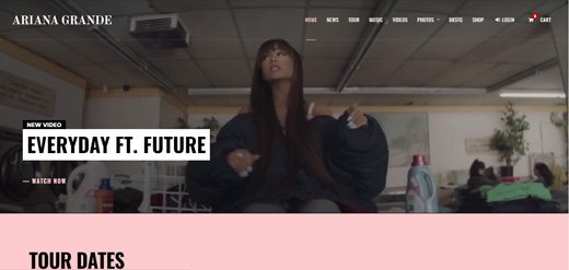 notable websites using wordpress: Ariana Grande