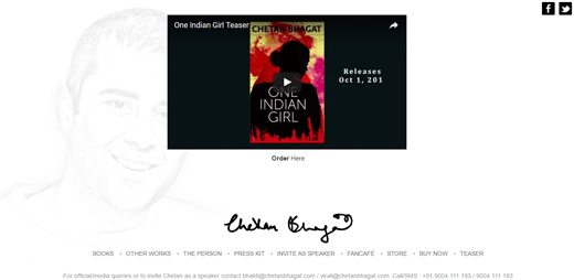 notable websites using wordpress: Chetan Bhagat