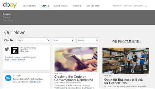 notable websites using wordpress: ebay Inc