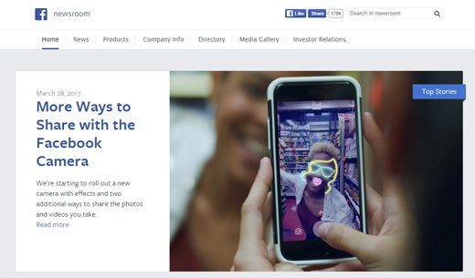 notable websites using wordpress: Facebook Newsroom