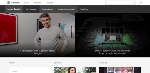 notable websites using wordpress: Microsoft News Center