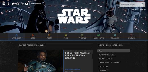 notable websites using wordpress: The Official Star Wars Blog