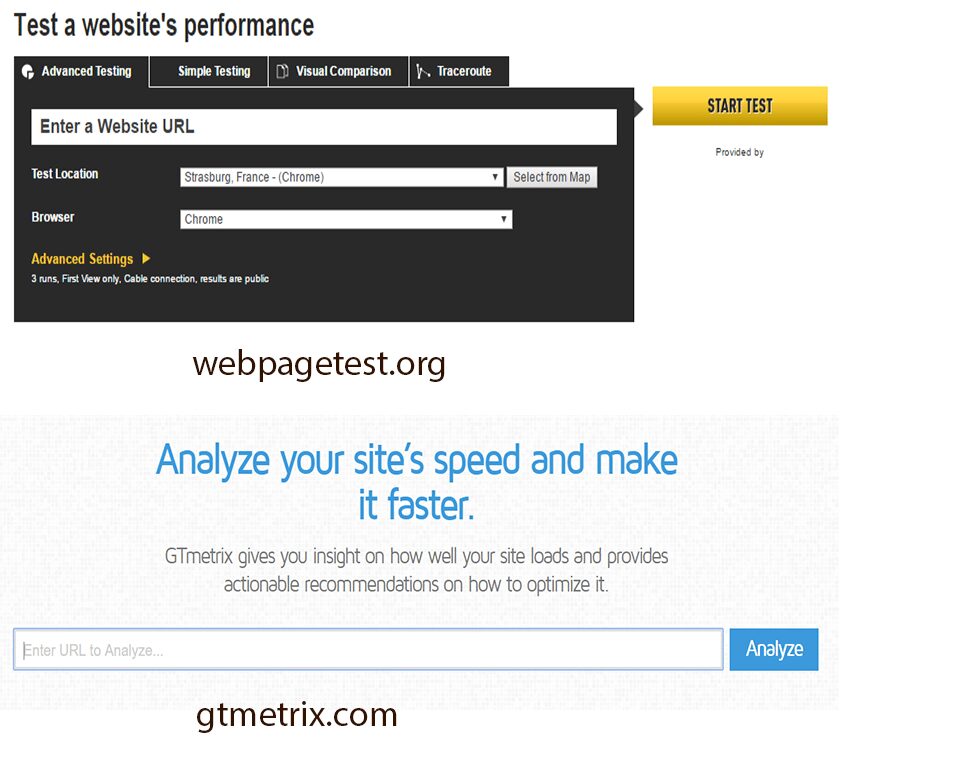 website speed test examples