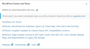 wordpress 4.8 events and news widget