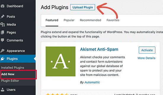 WordPress (WP) Admin Plugin Upload