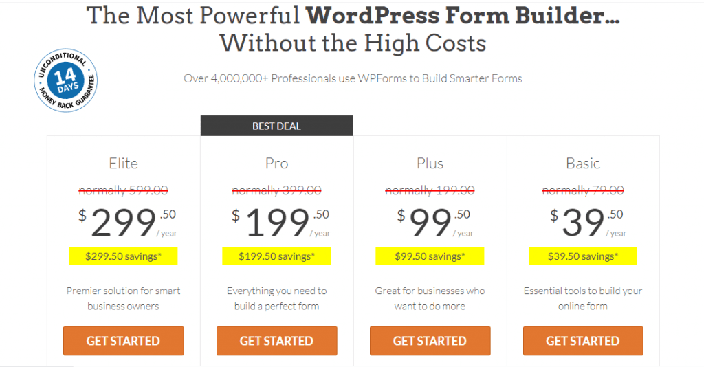 WPForms Pricing